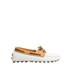 Tods Gommino Bubble White Leather Loafers With Rubber Sole - NWT